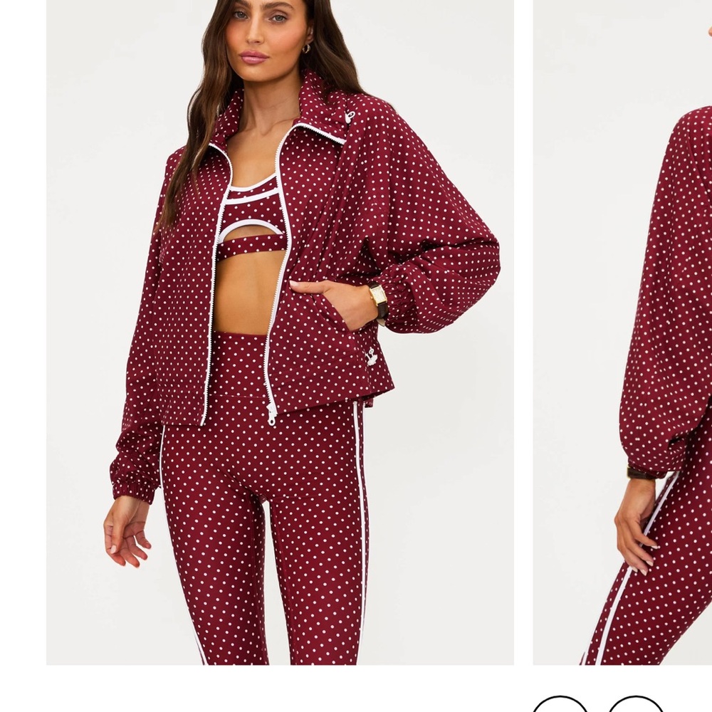 Beach Riot Casen Jacket Crimson Dot 
Burgundy Polka Dot Jacket NWT XS